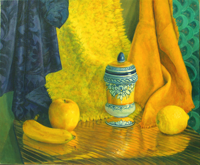 Spanish Jar In Yellow and Blue Spanish Jar In Yellow and Blue